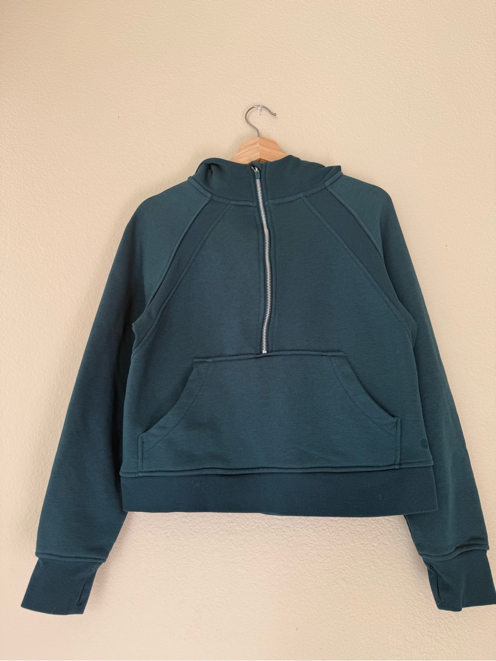 Danskin Teal Half-Zip Hooded Sweatshirt - Picture 2 of 6